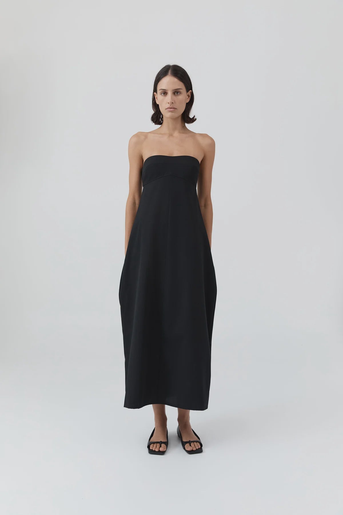 CANVAS PLEAT COCOON DRESS