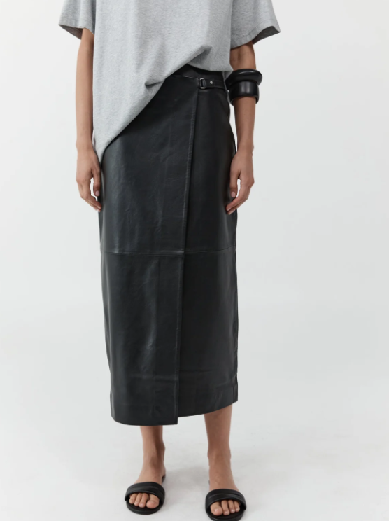 LEATHER WRAP SKIRT