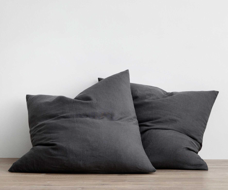 SET OF 2 LINEN EURO PILLOWCASES - SLATE