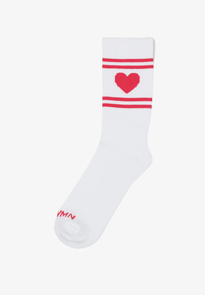 HEART LOGO CREW SOCKS RED