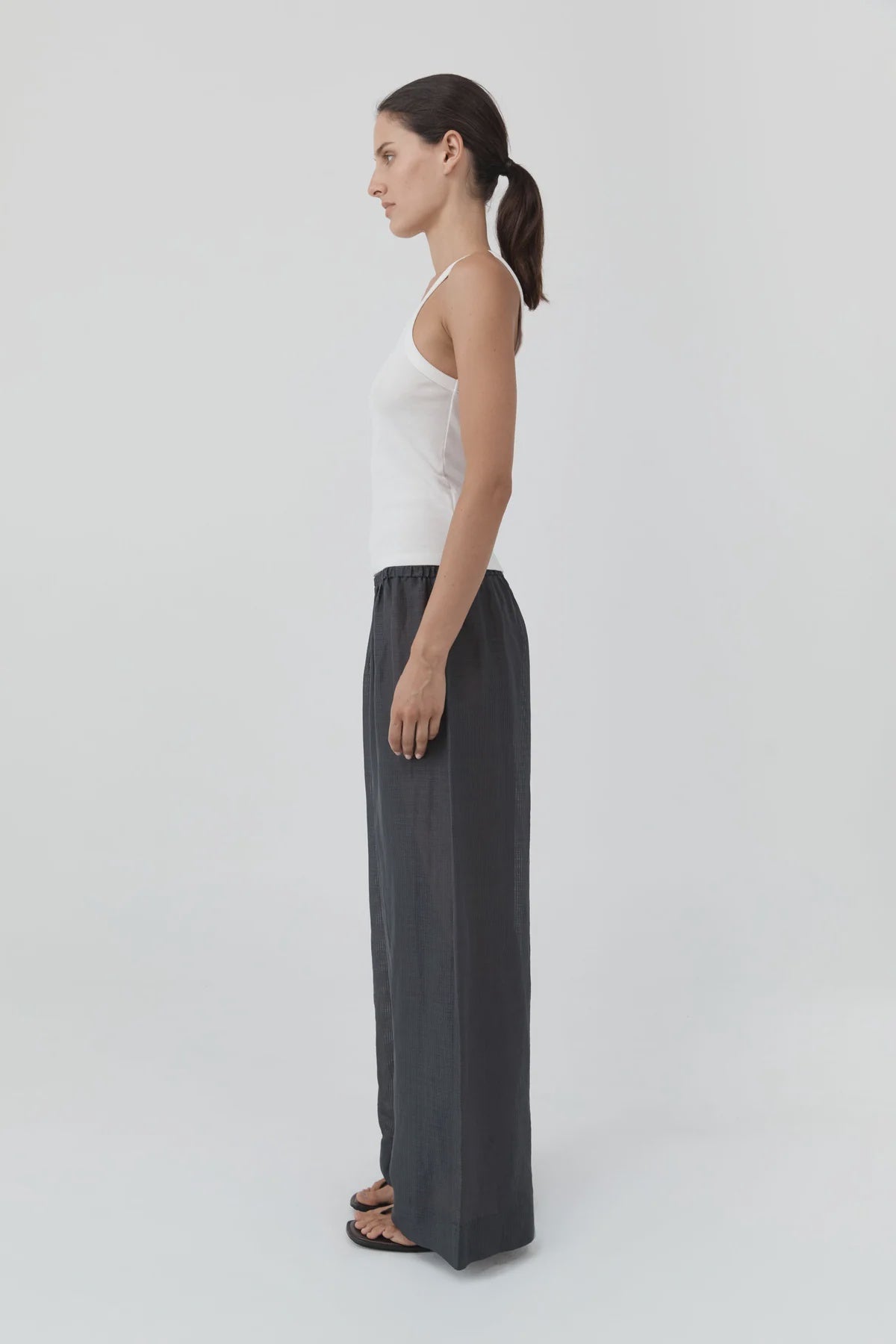 WOVEN CHECK RELAXED PANTS