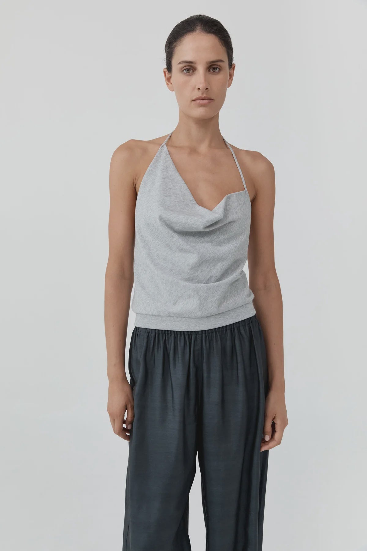 COTTON JERSEY HALTER TOP