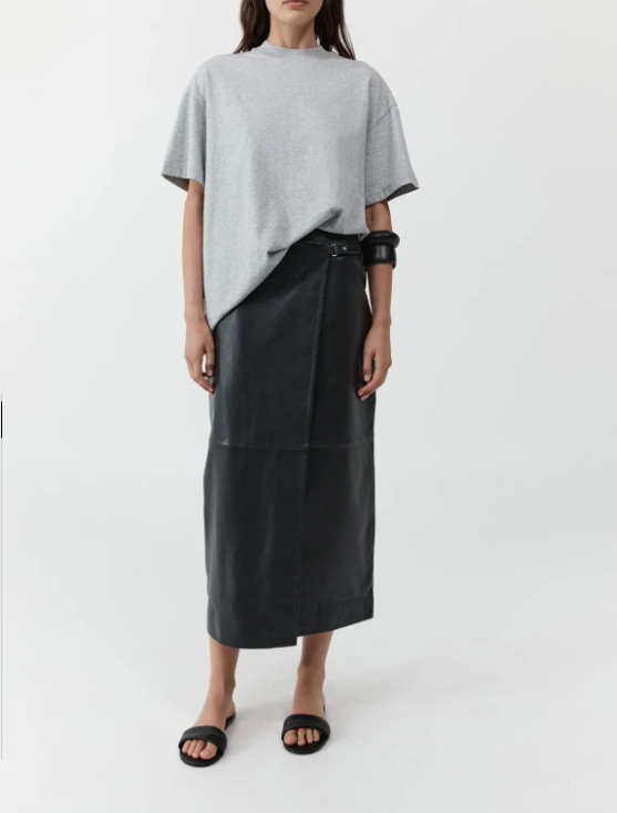 LEATHER WRAP SKIRT