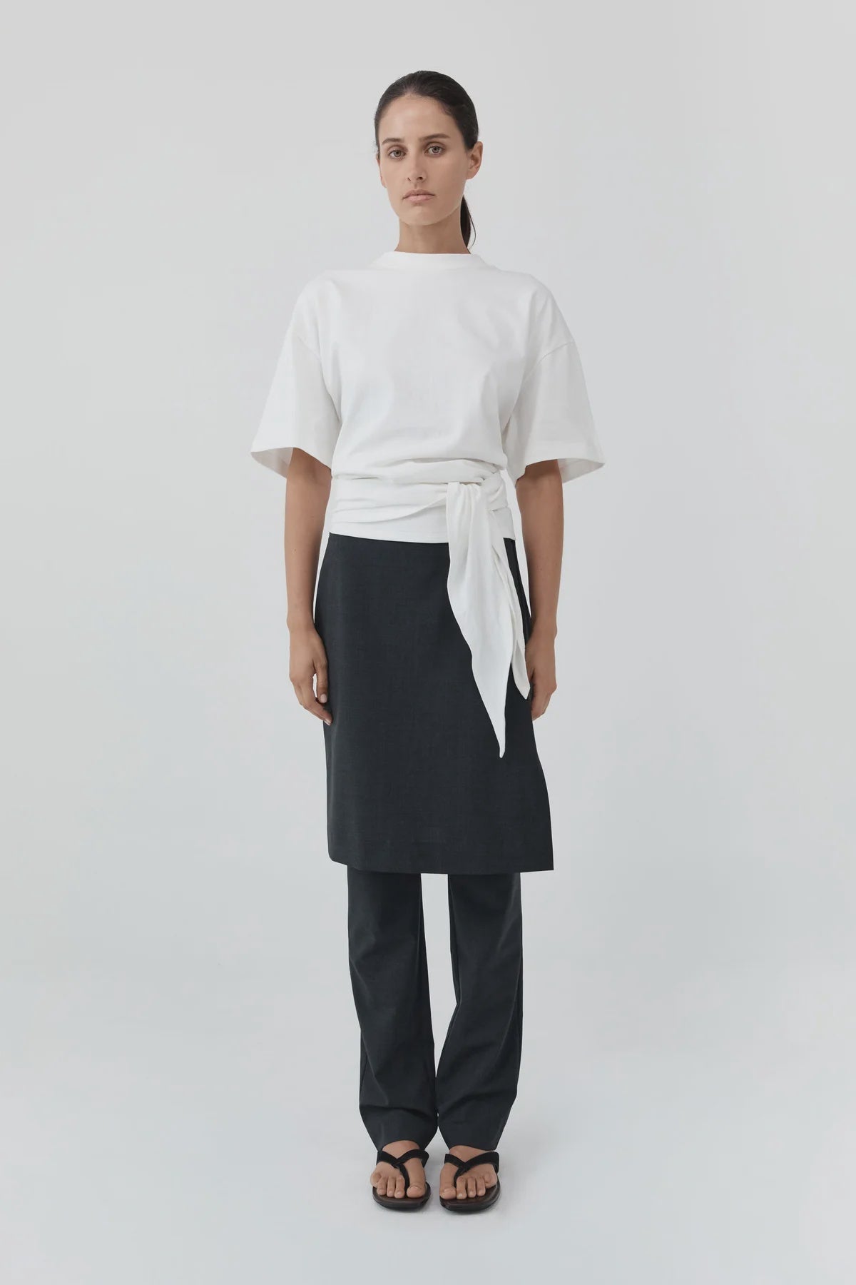 COTTON JERSEY SPLIT BACK TEE