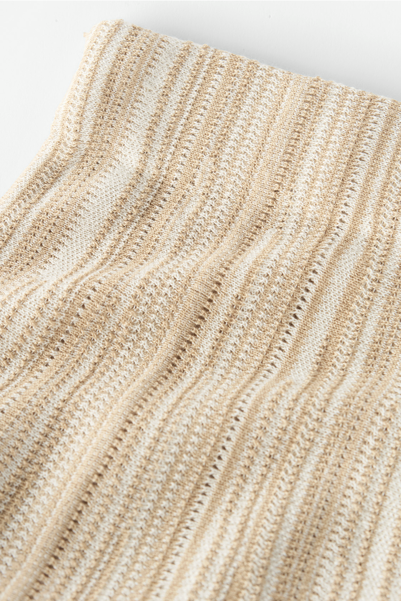 TEXTURED STRIPED SKIRT CAMEL
