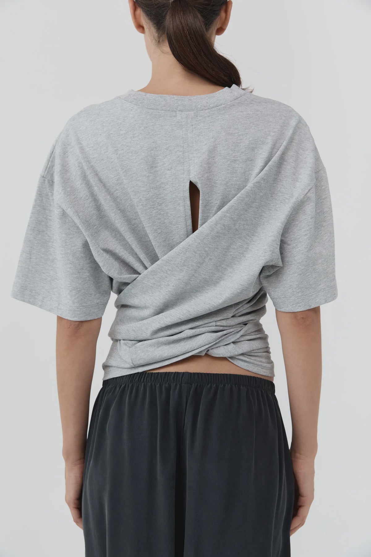 COTTON JERSEY SPLIT BACK TEE
