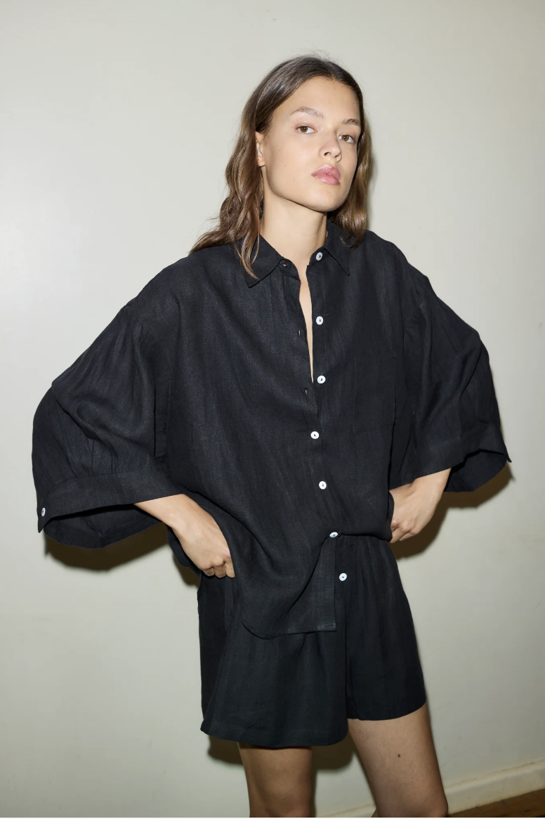 DEEP BLACK LINEN SET