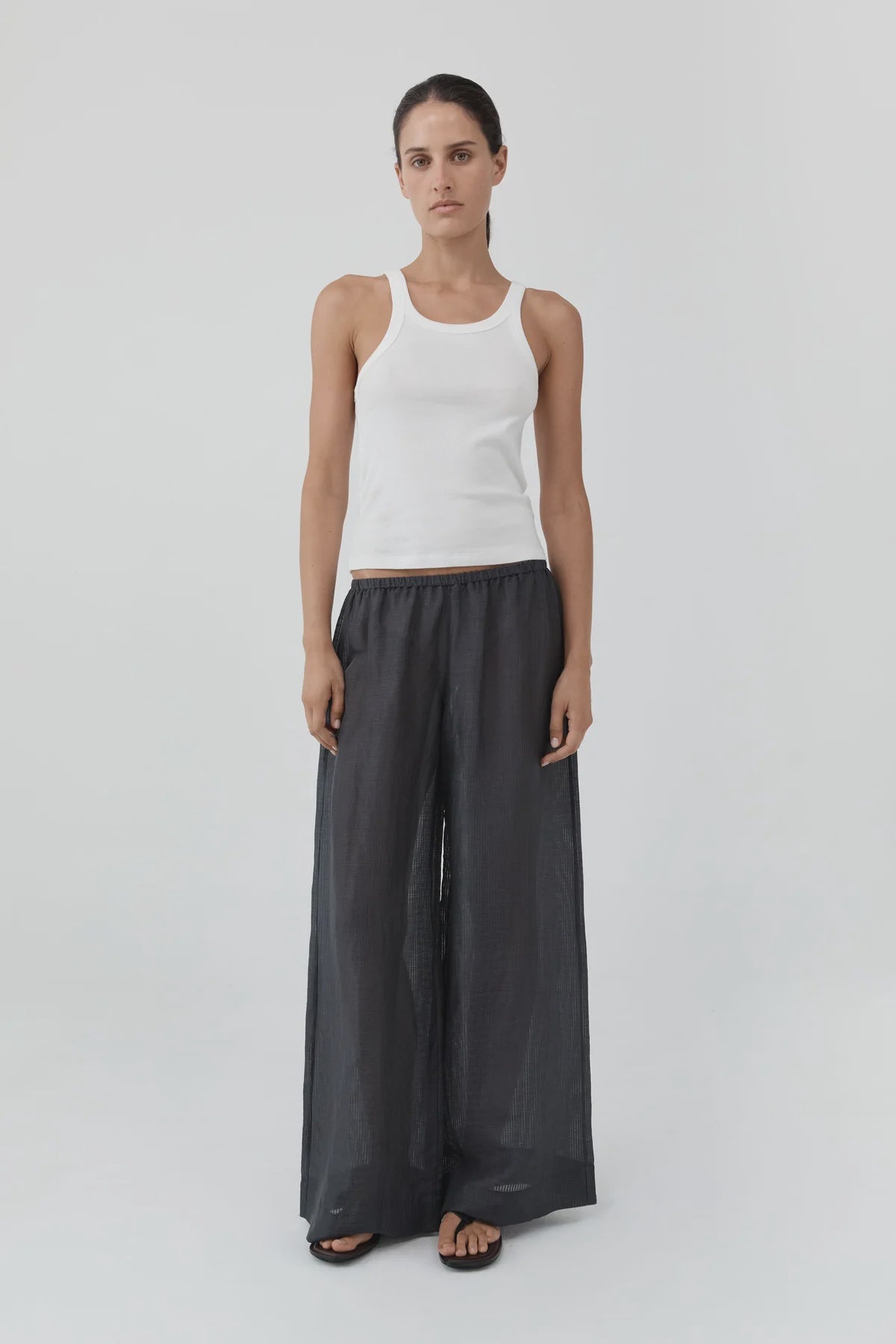 WOVEN CHECK RELAXED PANTS