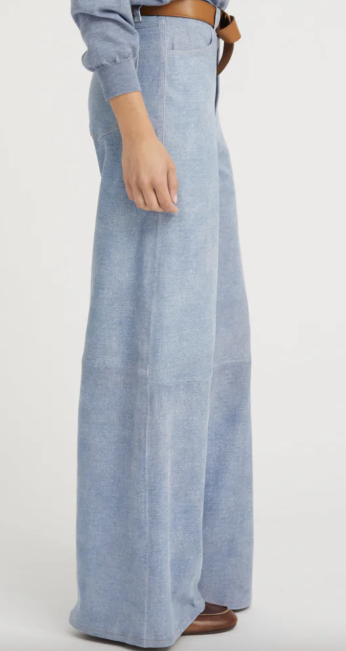 5 PKT LEATHER DENIM