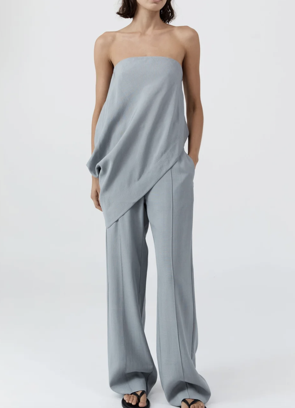 MIST STRAPLESS ASYMM TOP