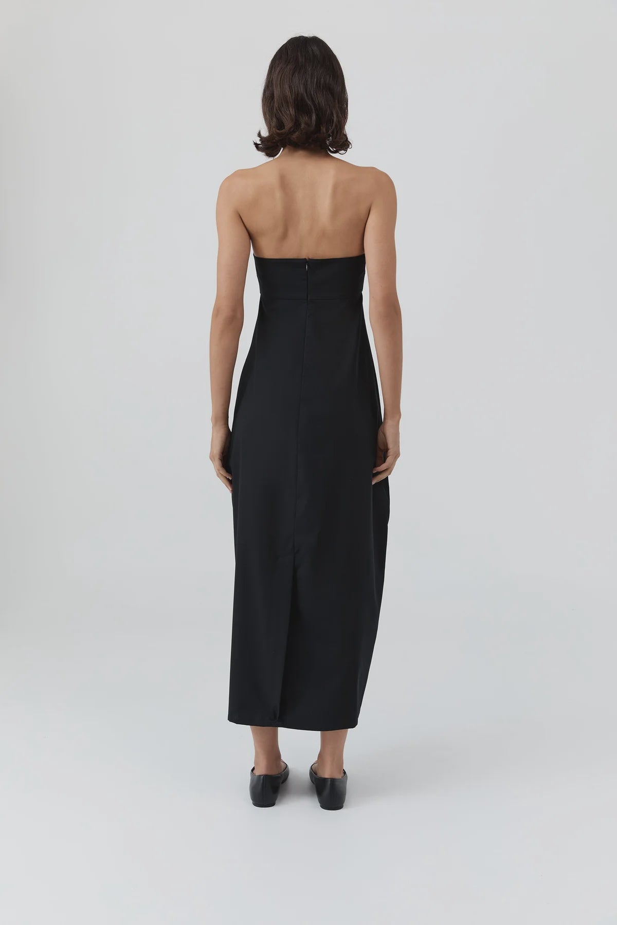 WOOL STRAPLESS COCOON DRESS
