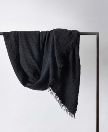 ESTELA LINEN WAFFLE THROW - BLACK