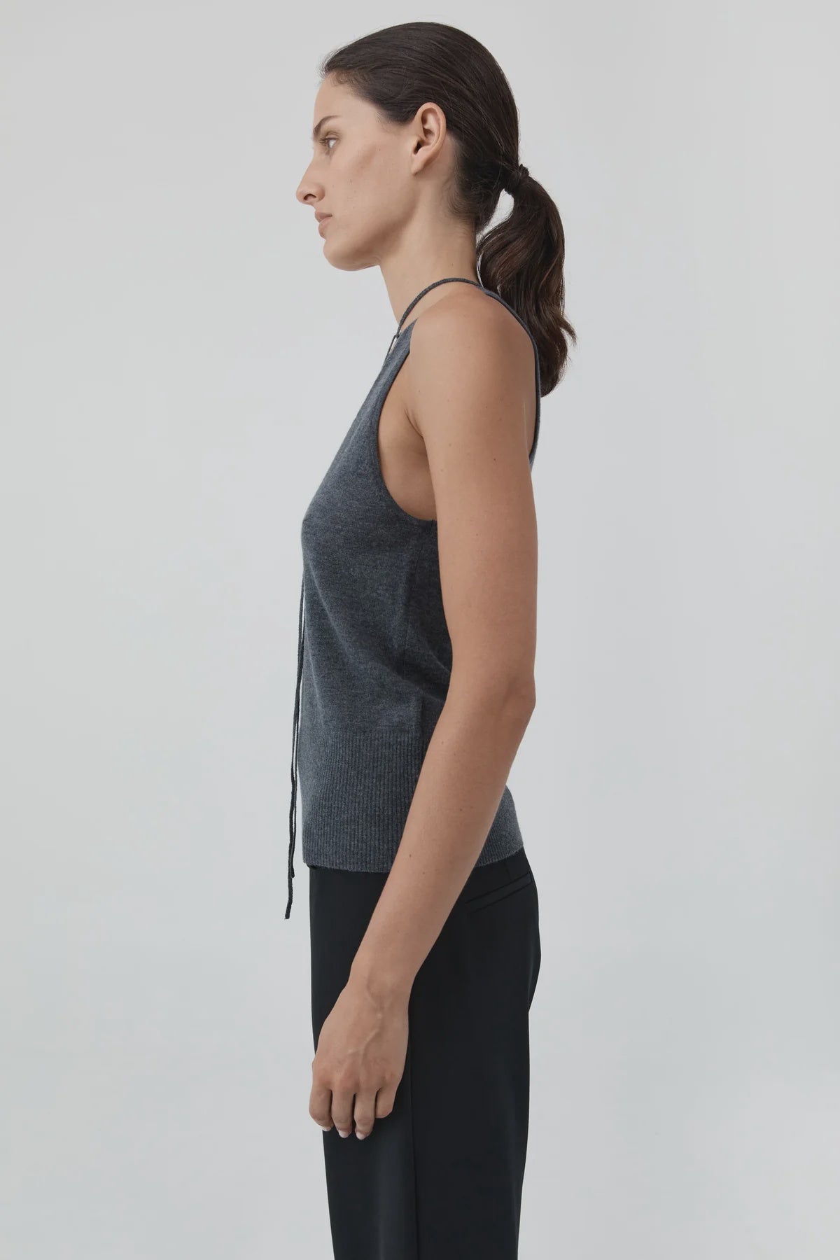 Plunge Rouleau Knit Tie Top