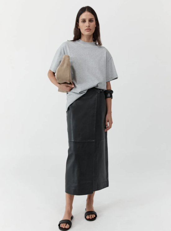 LEATHER WRAP SKIRT