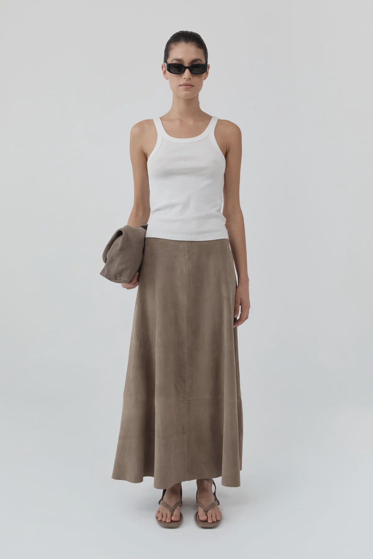 SUEDE CIRCLE SKIRT - EARTH