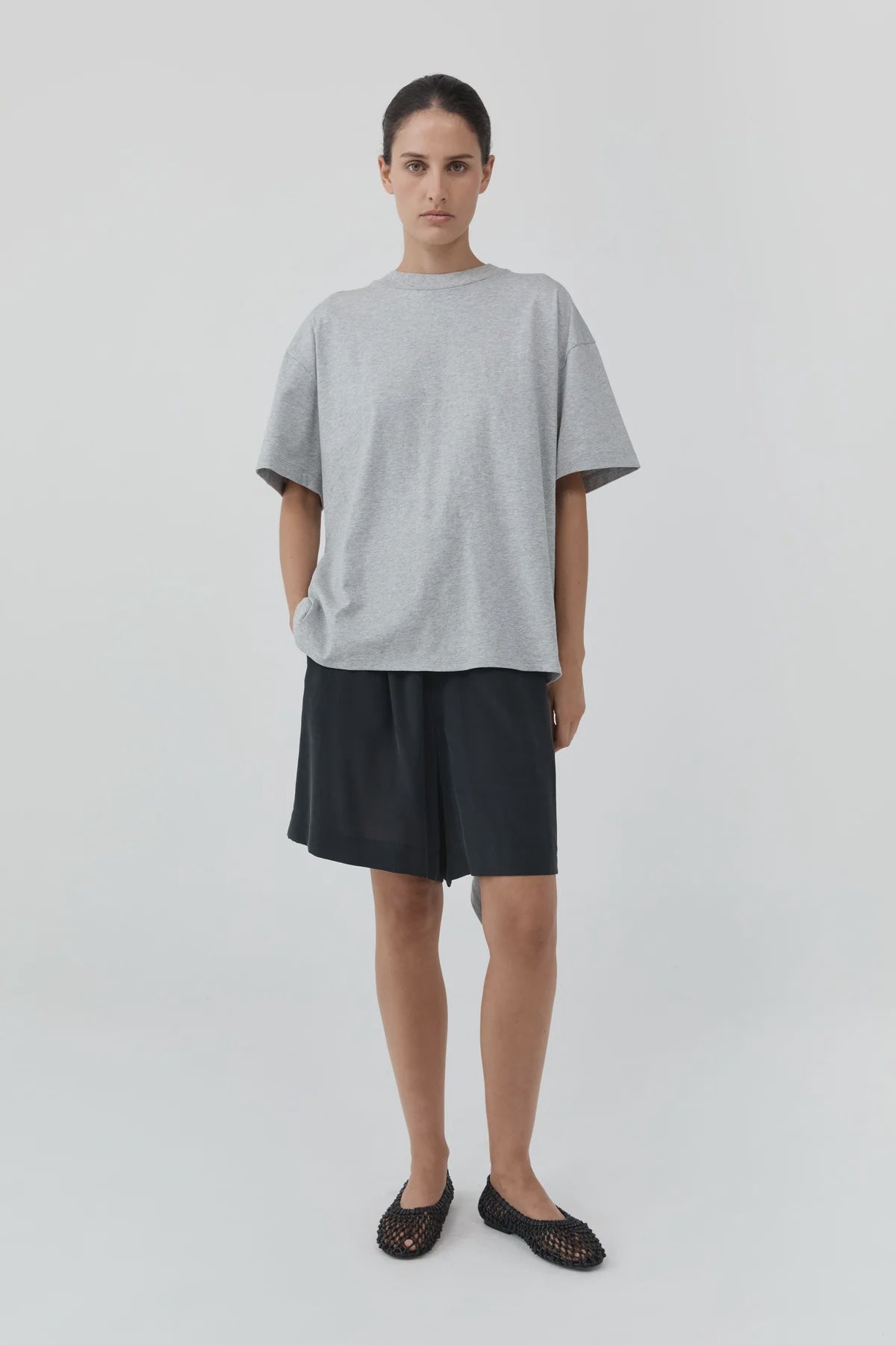 COTTON JERSEY SPLIT BACK TEE