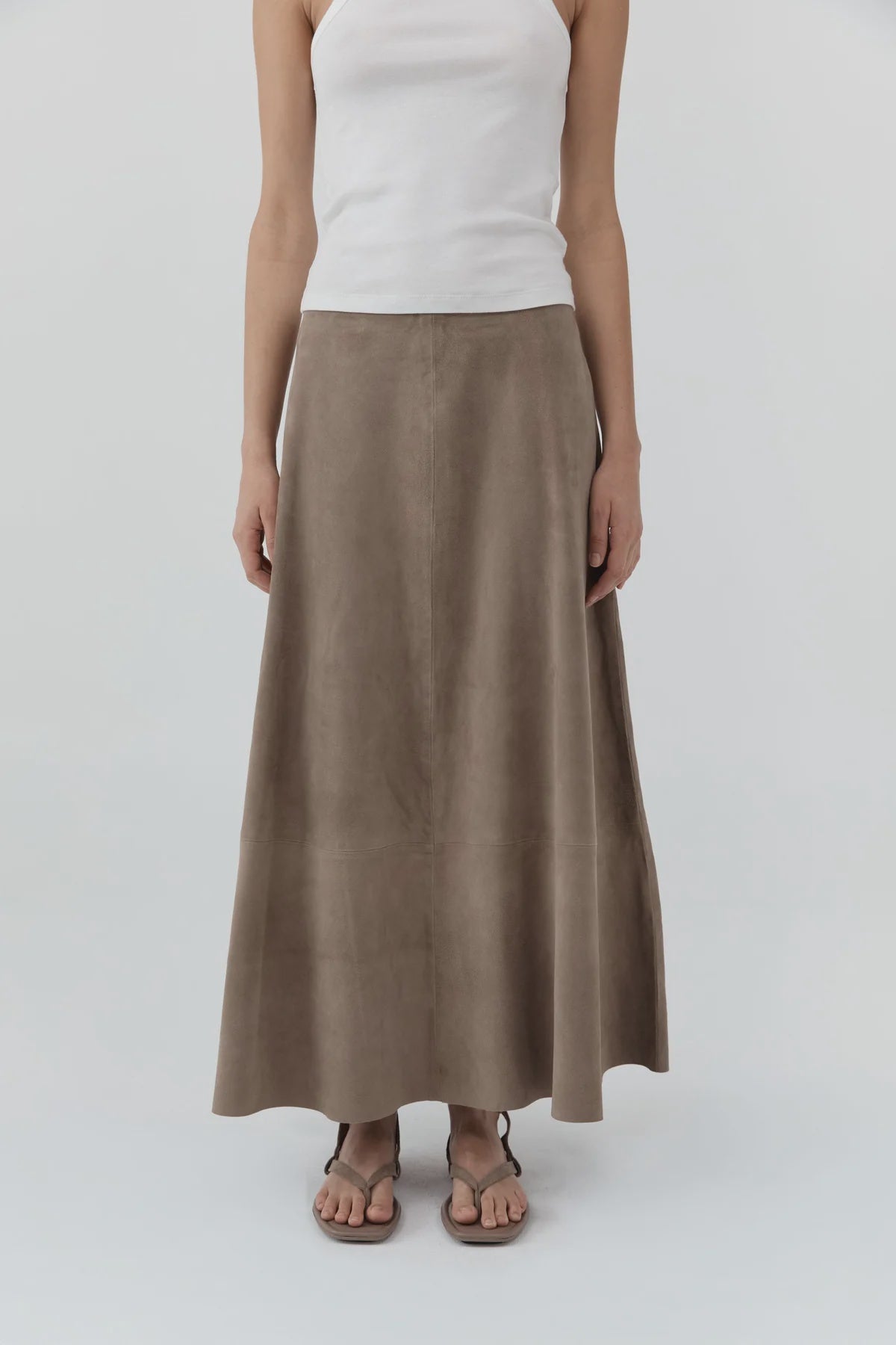 SUEDE CIRCLE SKIRT - EARTH