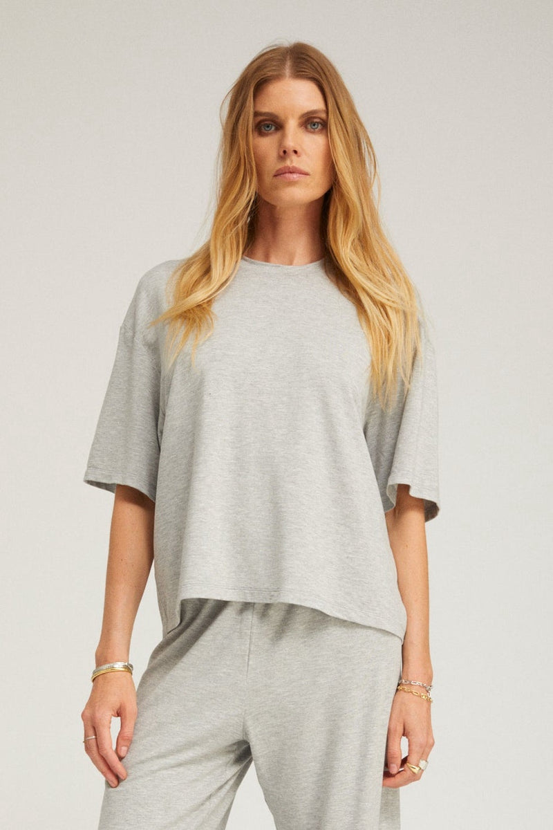 OVERSIZED CROPPED BOXY TEE HEATHER GREY