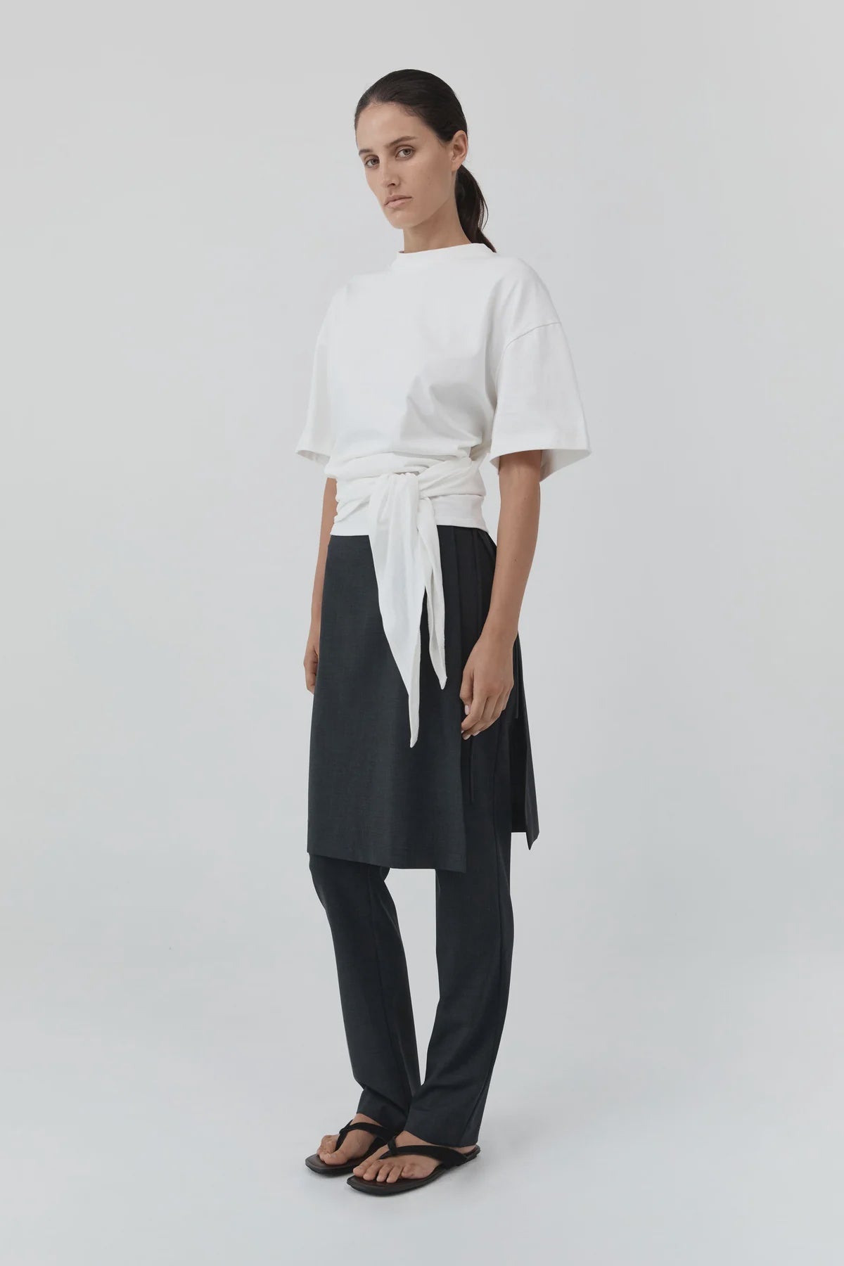 COTTON JERSEY SPLIT BACK TEE