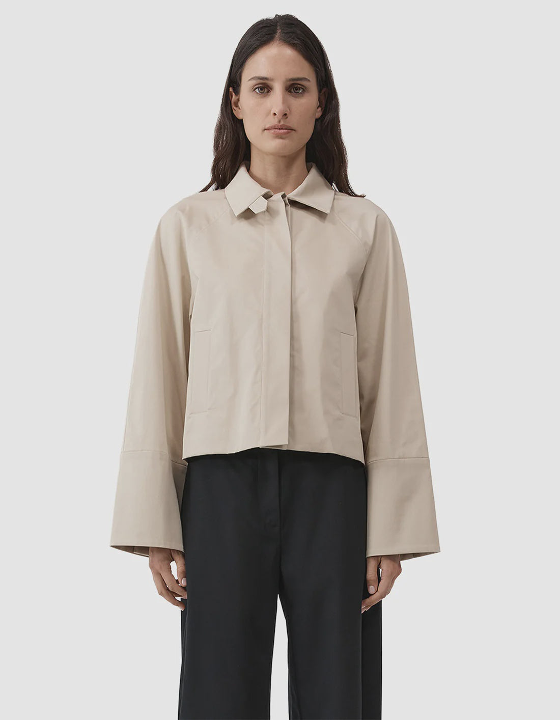 CROPPED COTTON SHIRT JACKET
