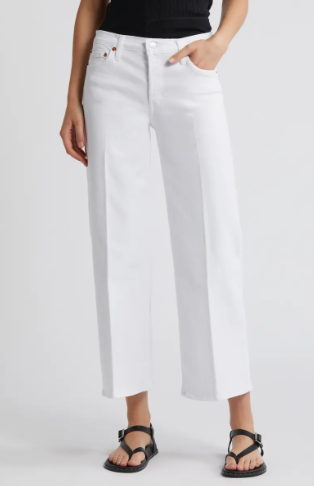 MID RISE WIDE LEG CROP WHITE