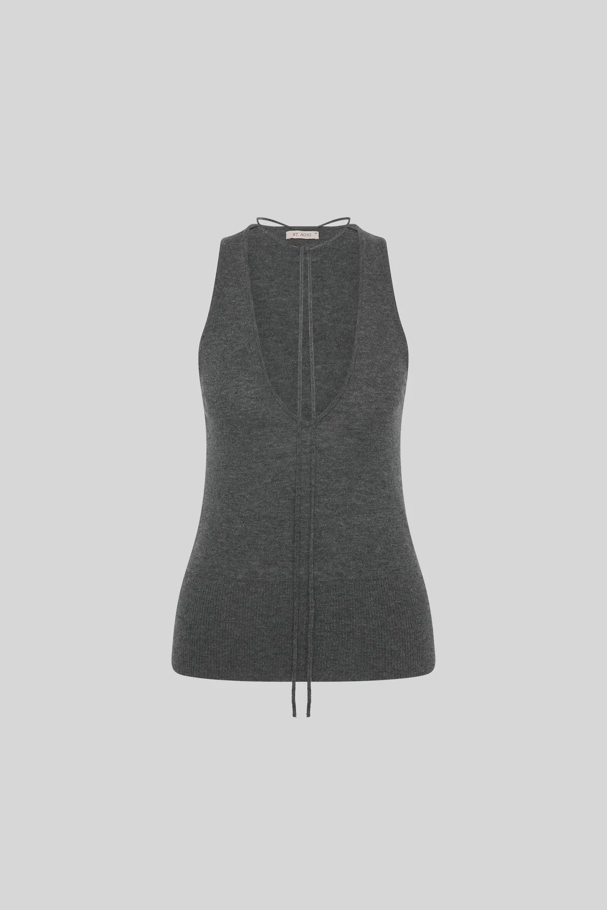 Plunge Rouleau Knit Tie Top