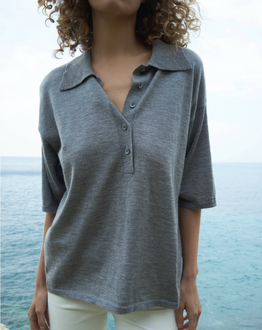 OVERSIZED POLO SS GREY