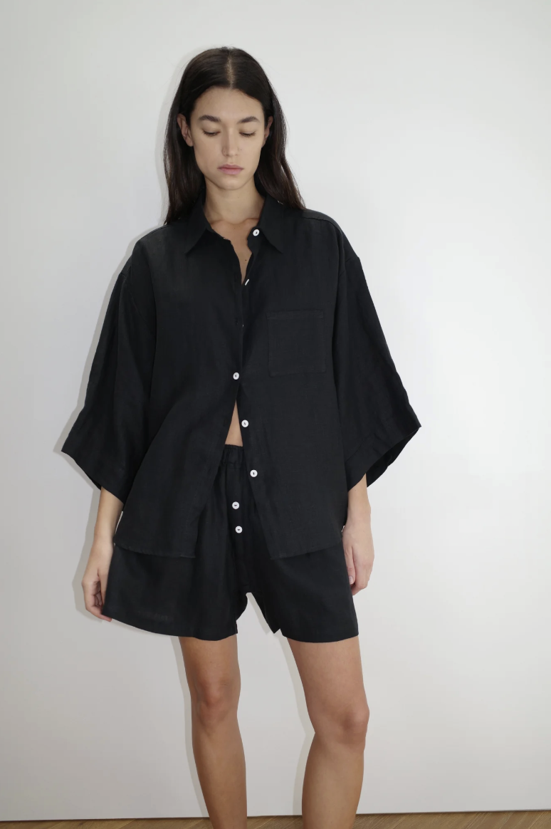 DEEP BLACK LINEN SET