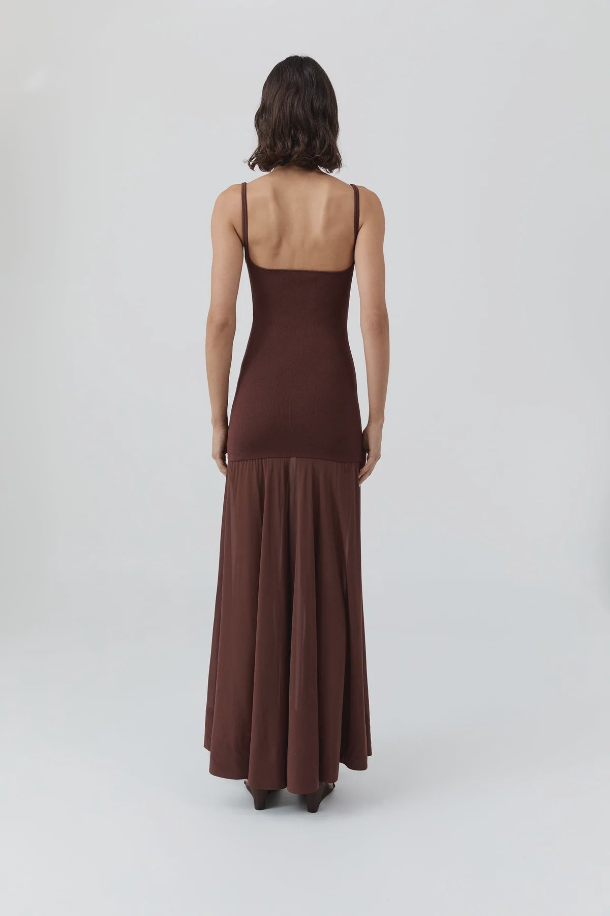 SHEER SILK CIRCLE HEM DRESS