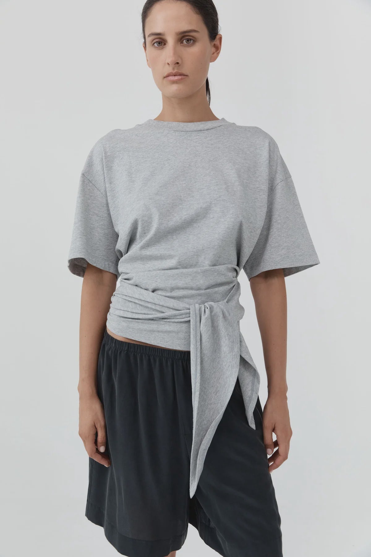 COTTON JERSEY SPLIT BACK TEE
