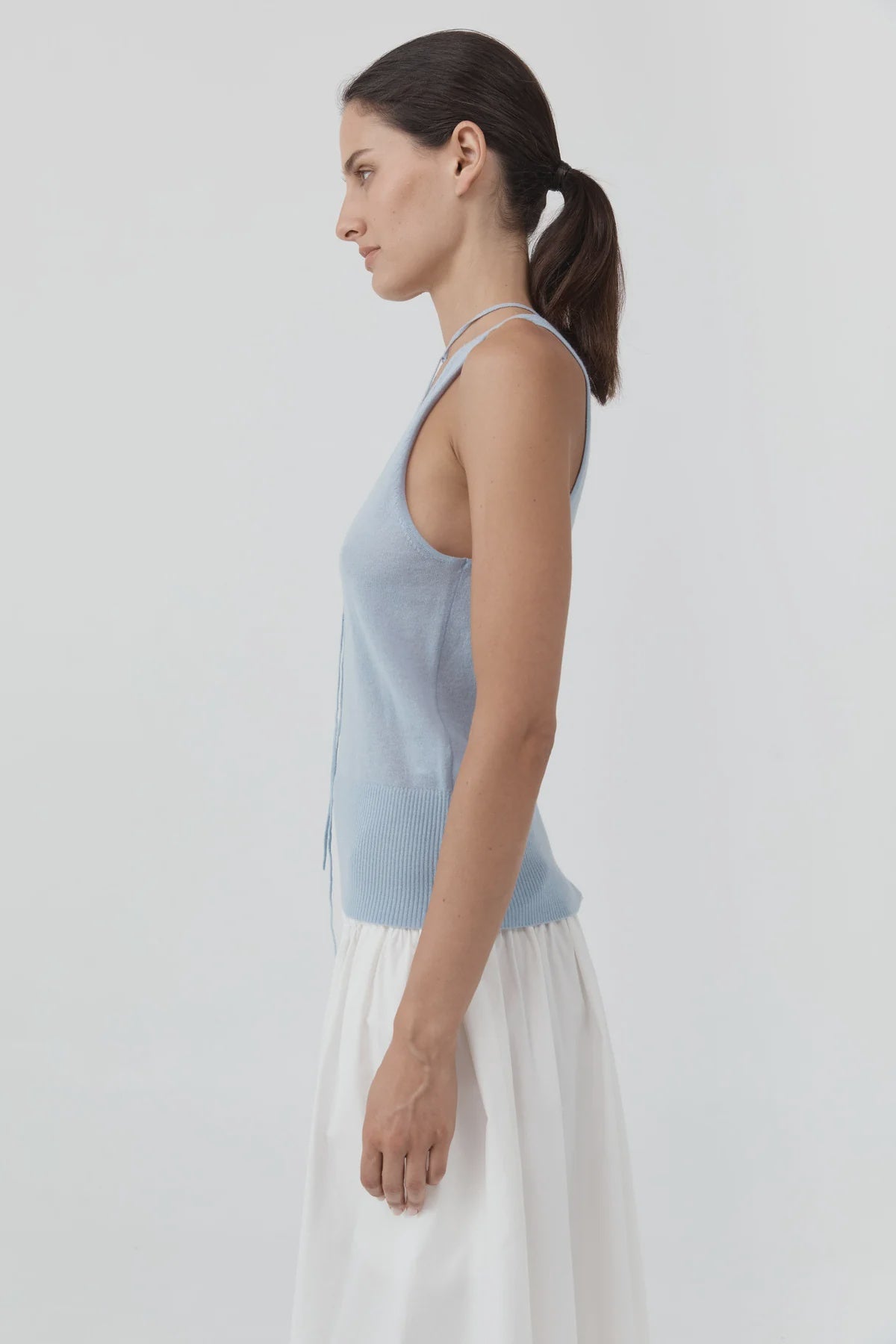 Plunge Rouleau Knit Tie Top
