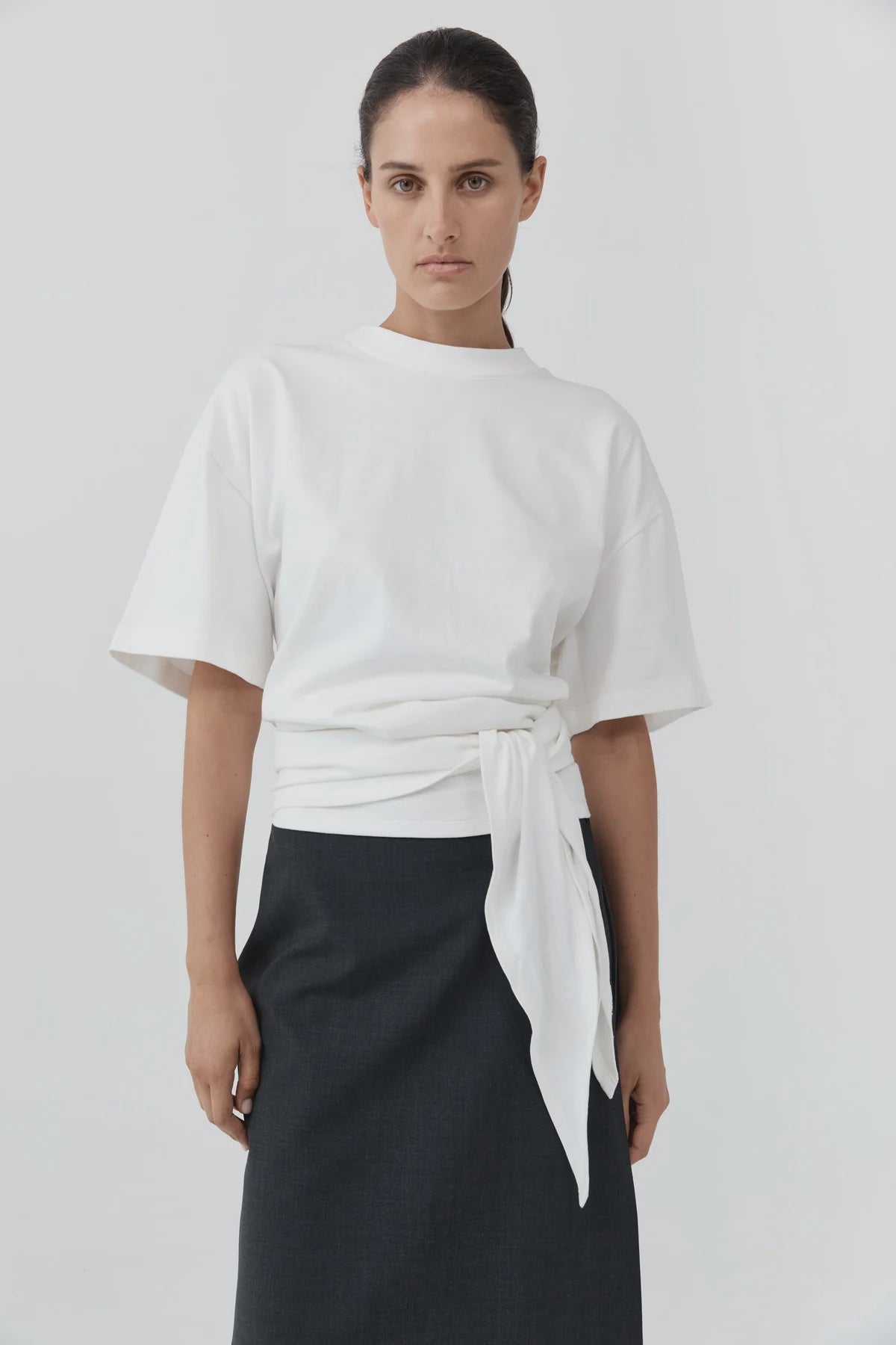 COTTON JERSEY SPLIT BACK TEE