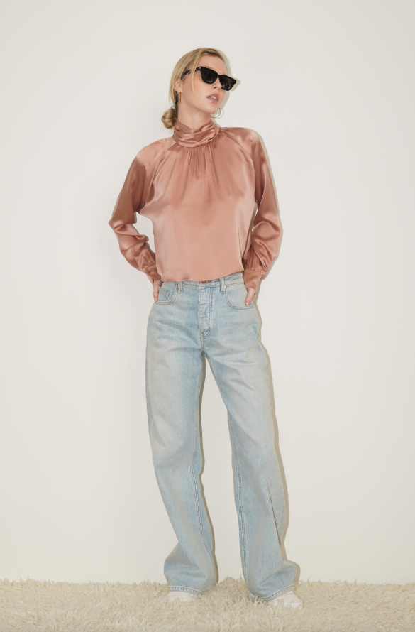 MOCK NK LONG SLEEVE BLOUSE