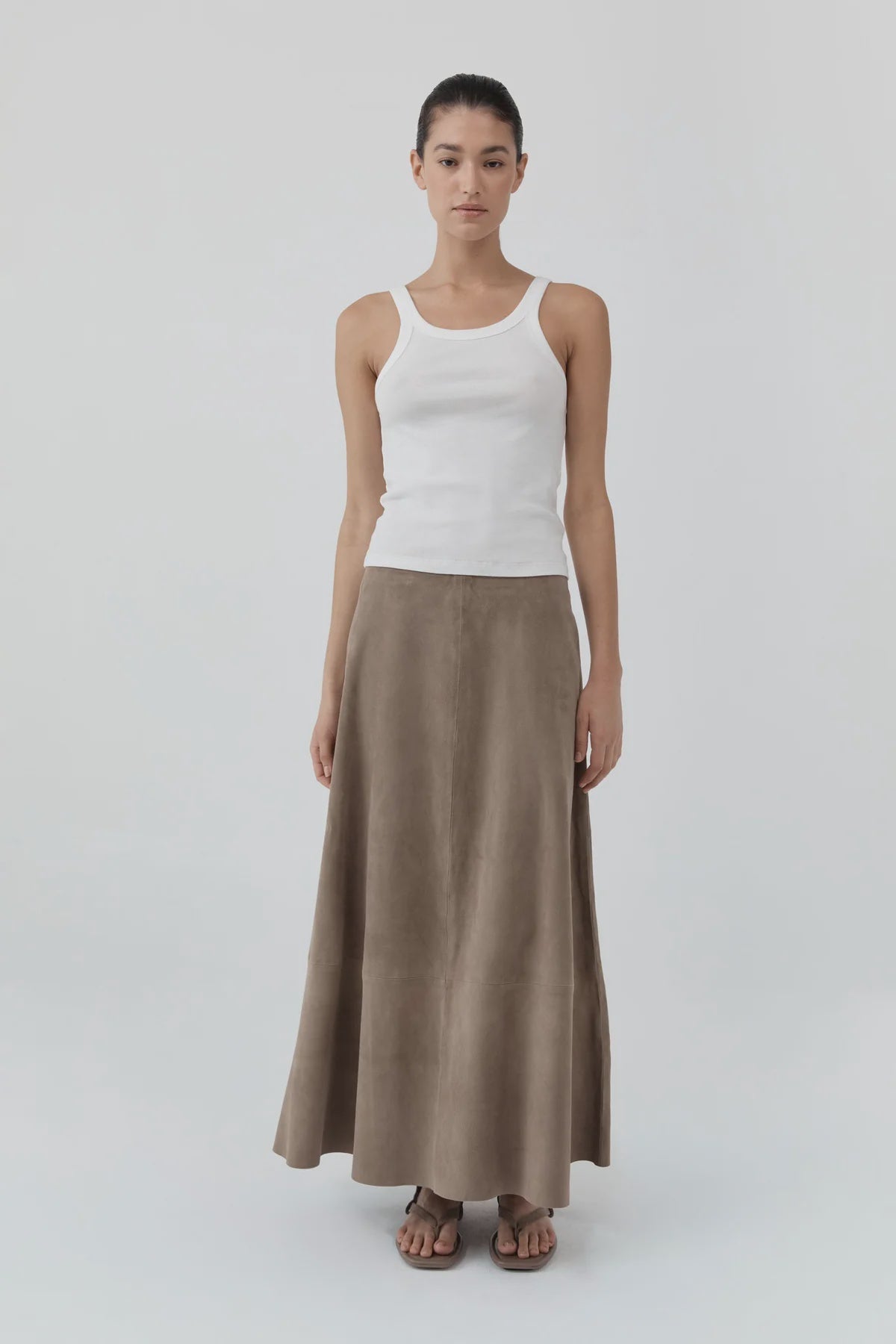 SUEDE CIRCLE SKIRT - EARTH