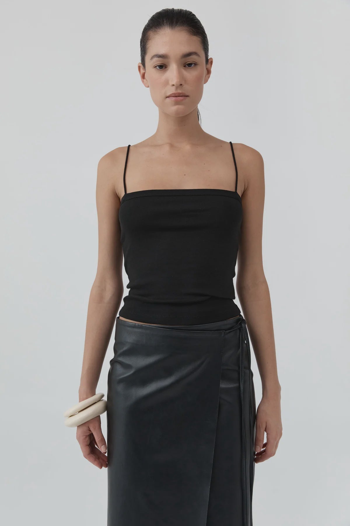 SQAURE NECK CAMI JET BLACK