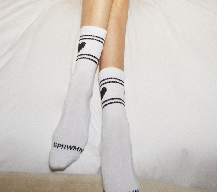 HEART LOGO CREW SOCKS BLACK