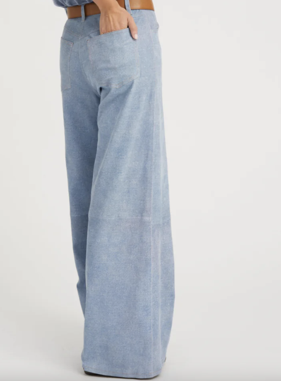5 PKT LEATHER DENIM
