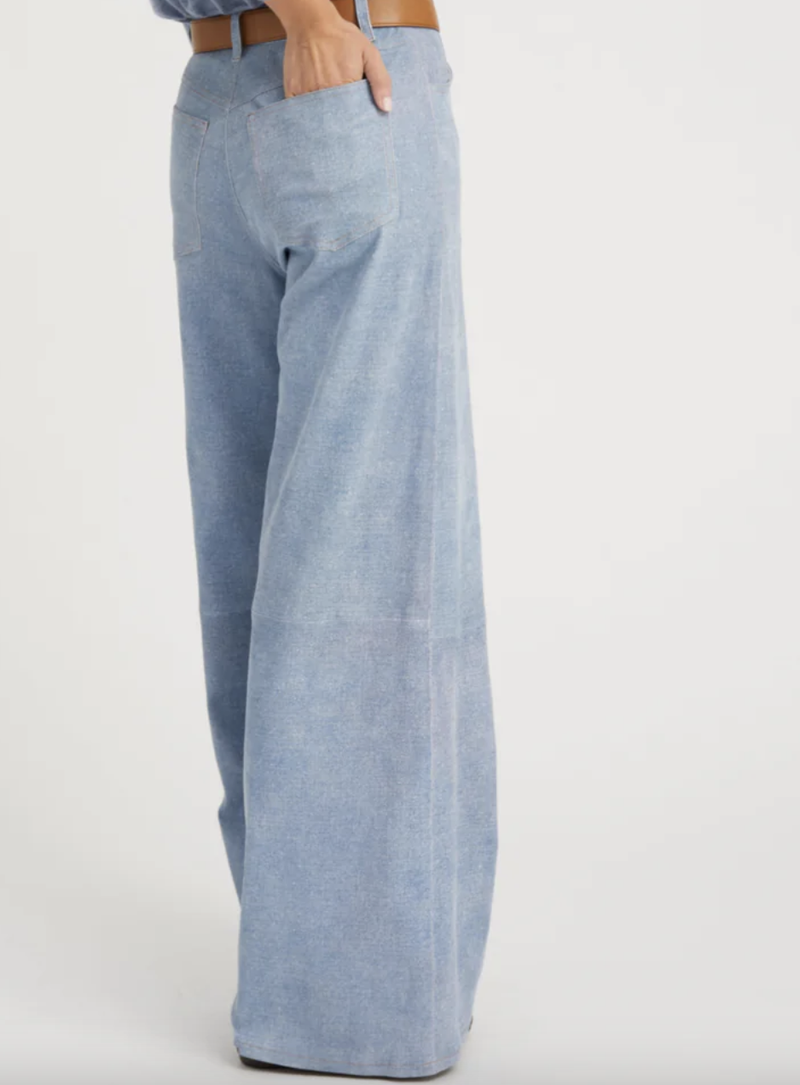 5 PKT LEATHER DENIM