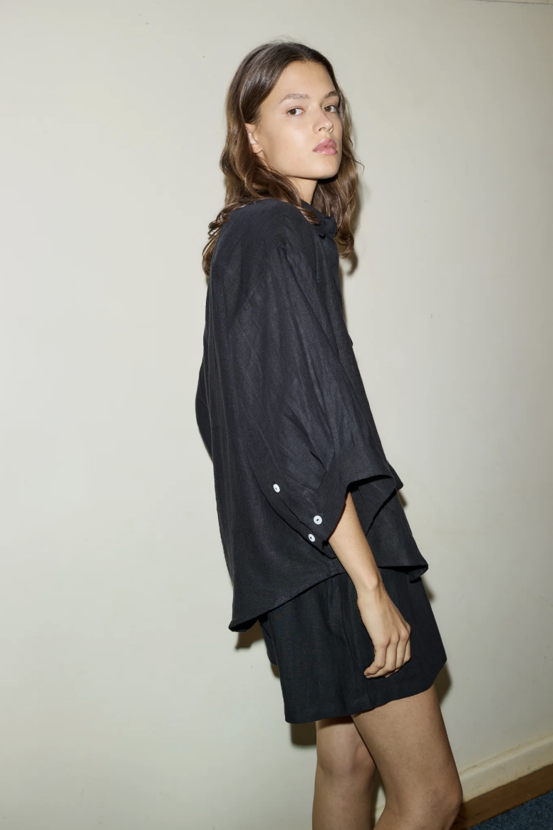 DEEP BLACK LINEN SET