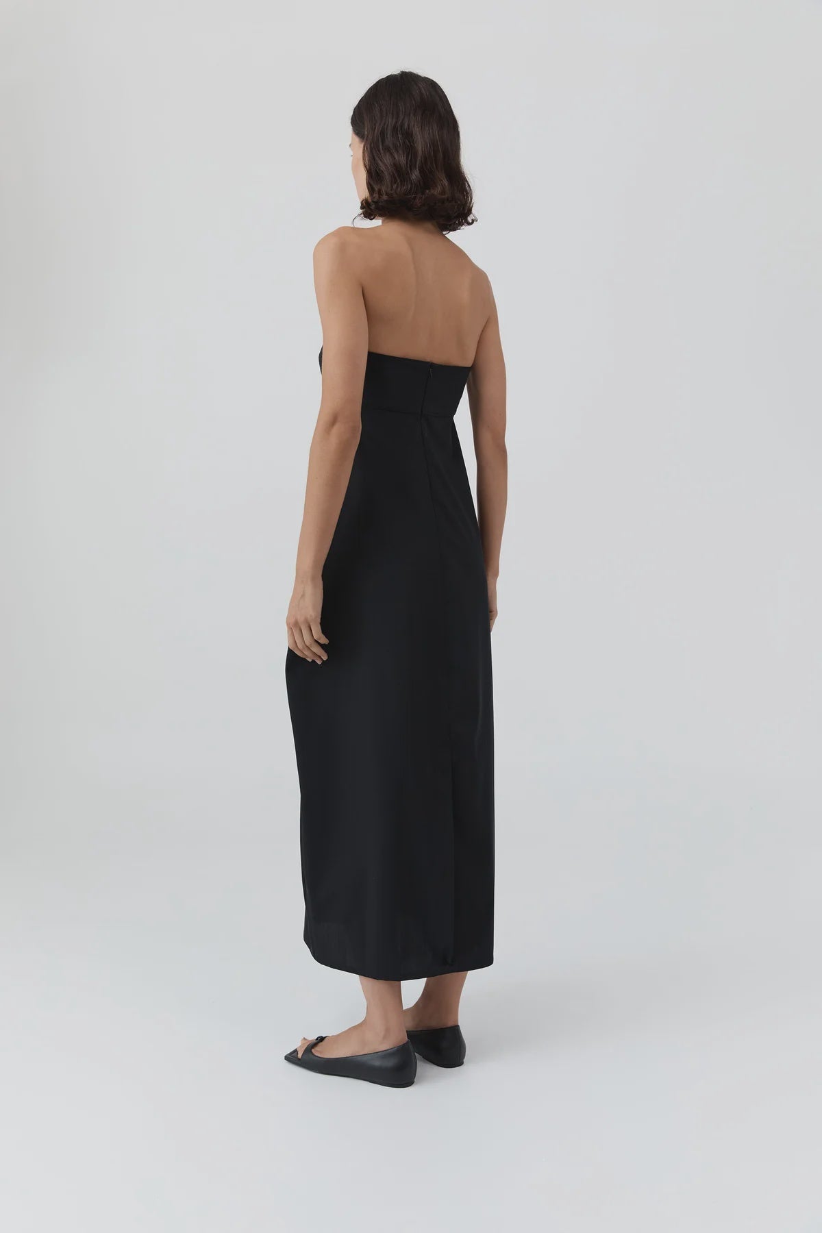 WOOL STRAPLESS COCOON DRESS