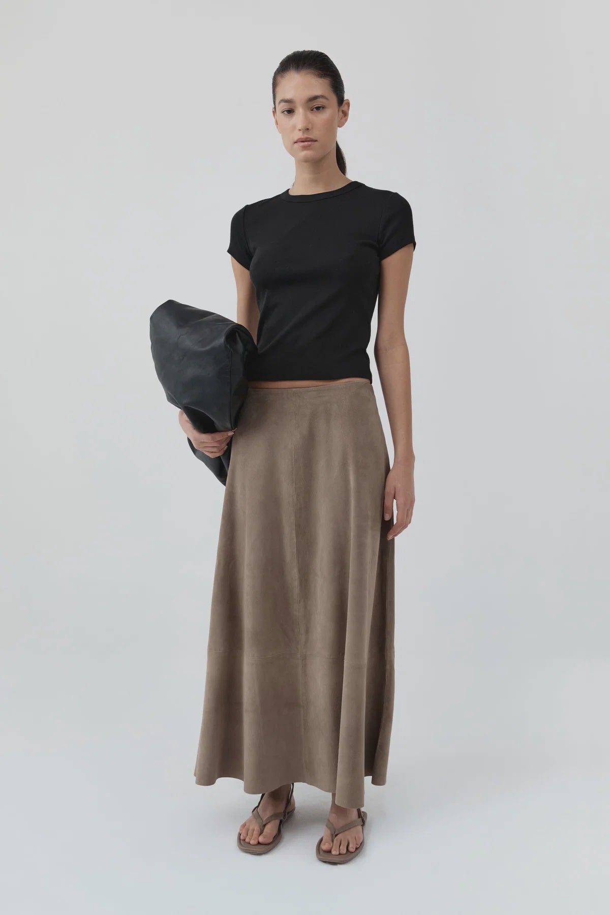 SUEDE CIRCLE SKIRT - EARTH