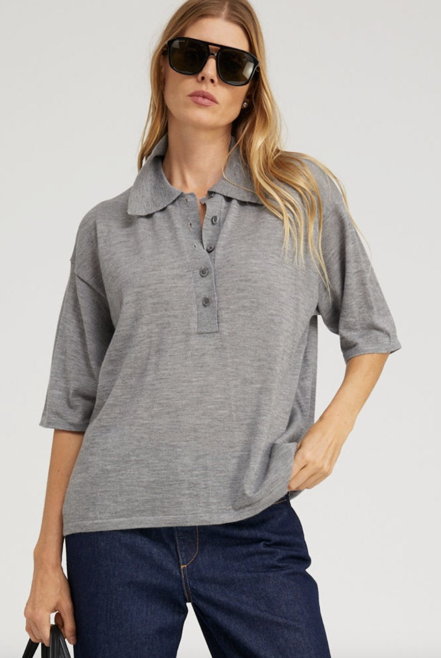 OVERSIZED POLO SS GREY