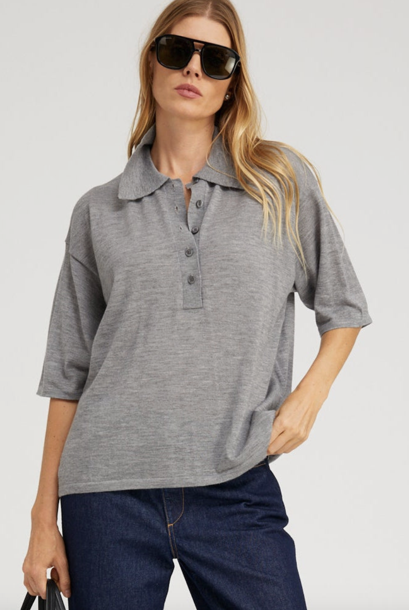 OVERSIZED POLO SS GREY