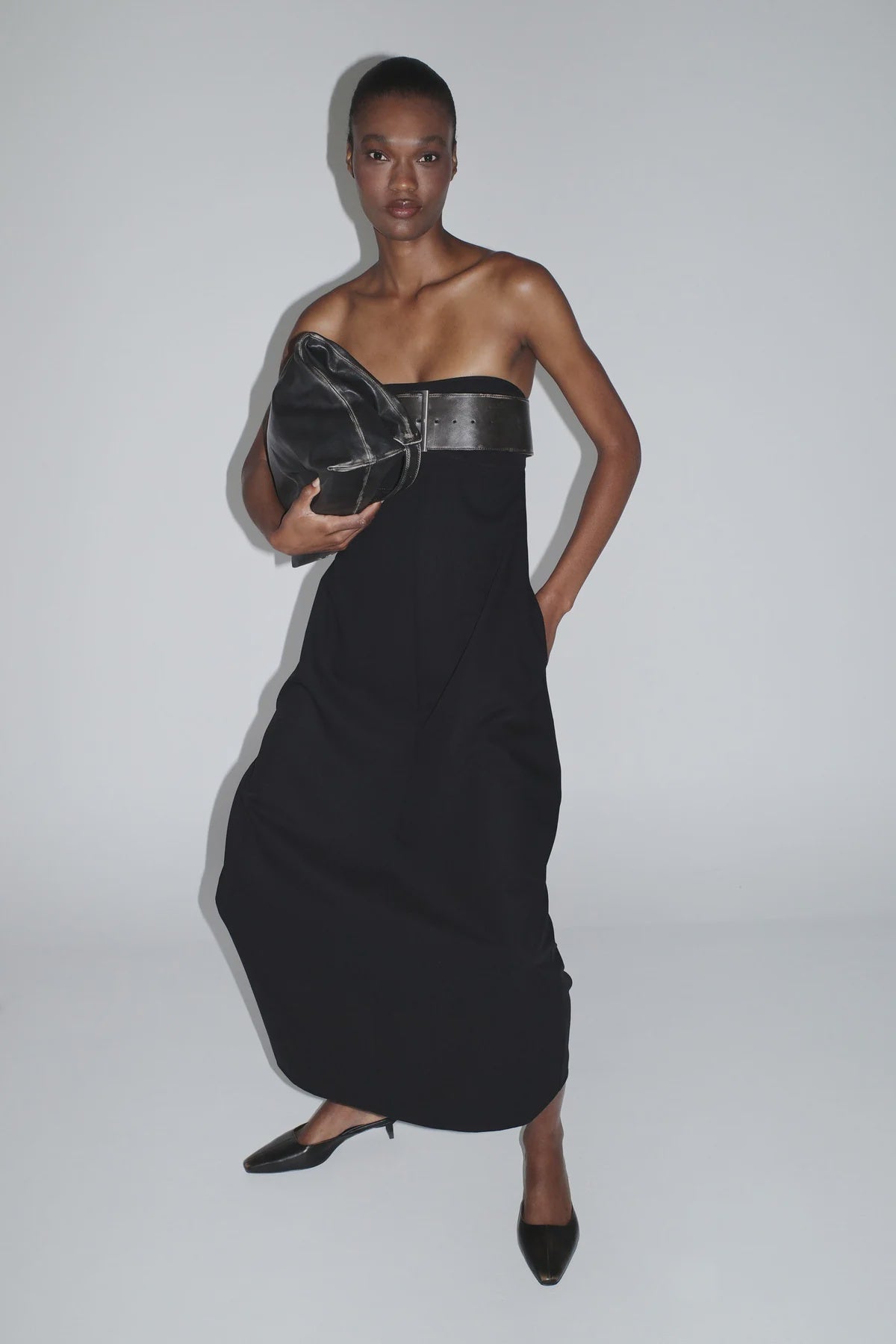 CANVAS PLEAT COCOON DRESS