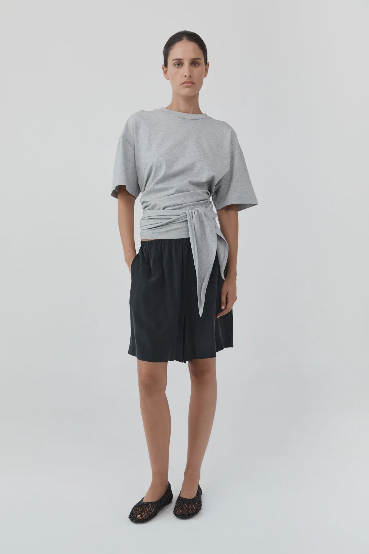 COTTON JERSEY SPLIT BACK TEE