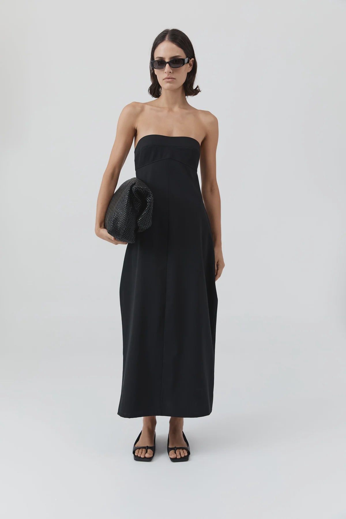 WOOL STRAPLESS COCOON DRESS