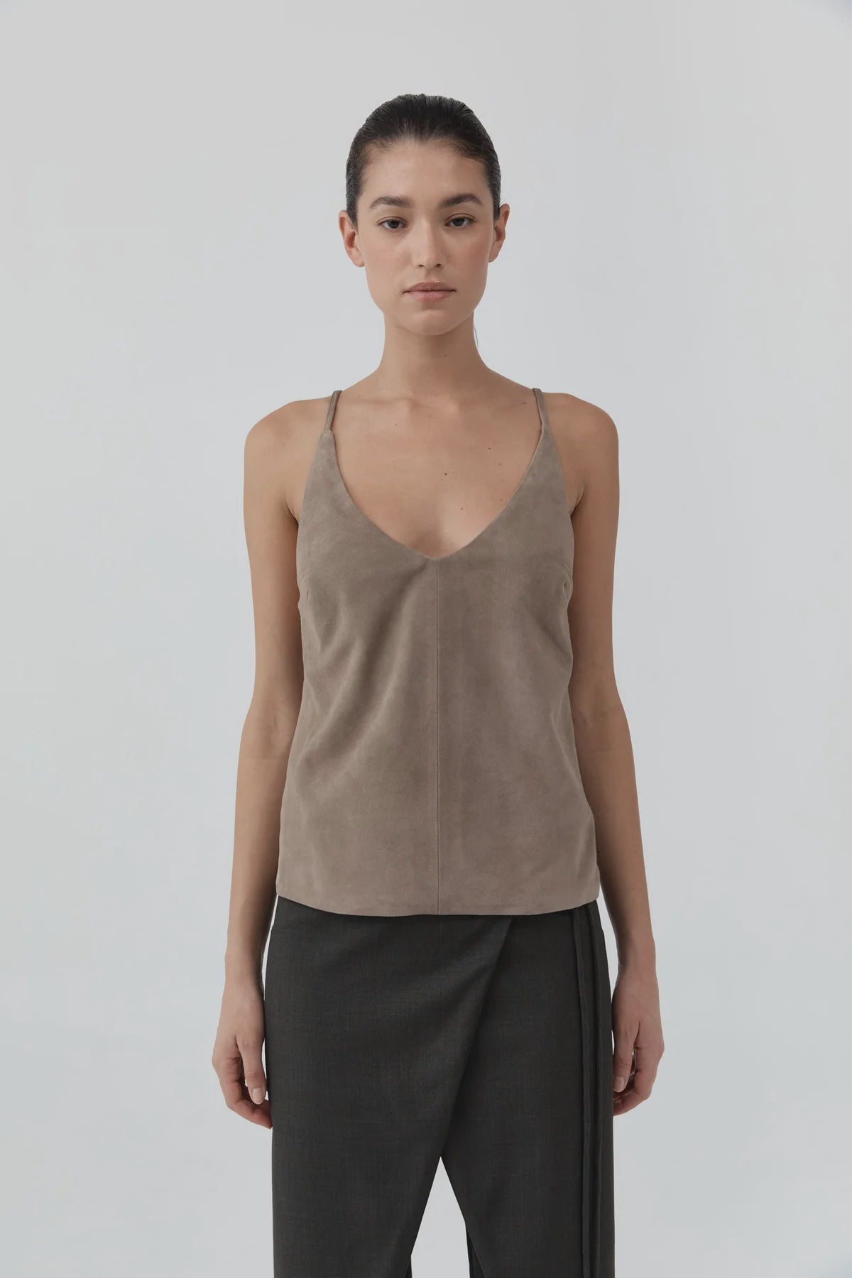 SUEDE TIE TOP