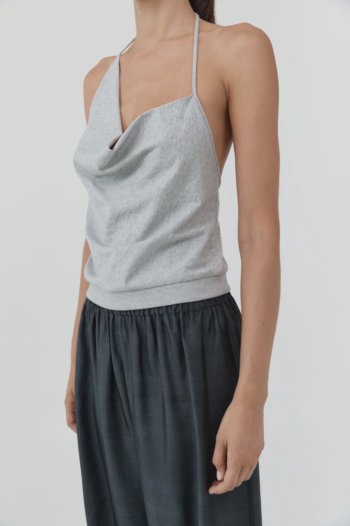 COTTON JERSEY HALTER TOP
