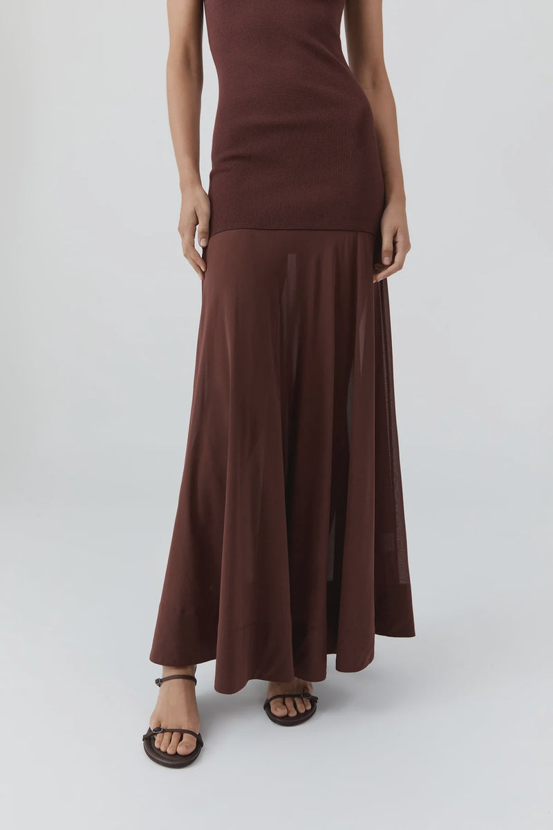 SHEER SILK CIRCLE HEM DRESS