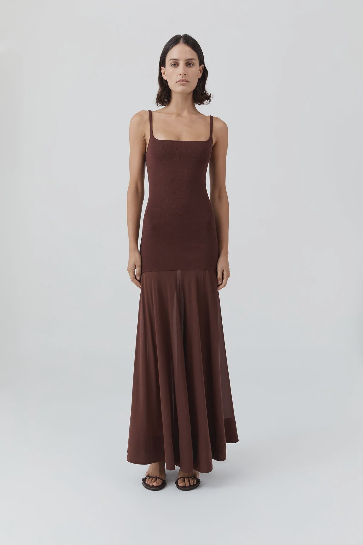 SHEER SILK CIRCLE HEM DRESS